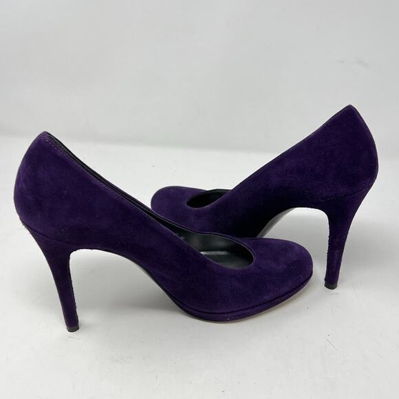 Stuart Weitzman Women's 9 Purple Suede Round Toe Pumps 4.5" Heels - Picture 6 of 10